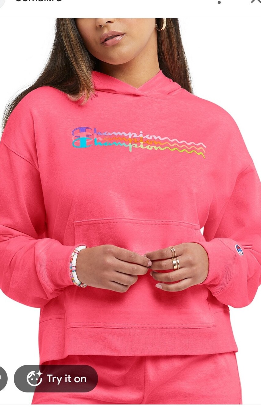Champion Women's Pink Logo Hoodie shirt